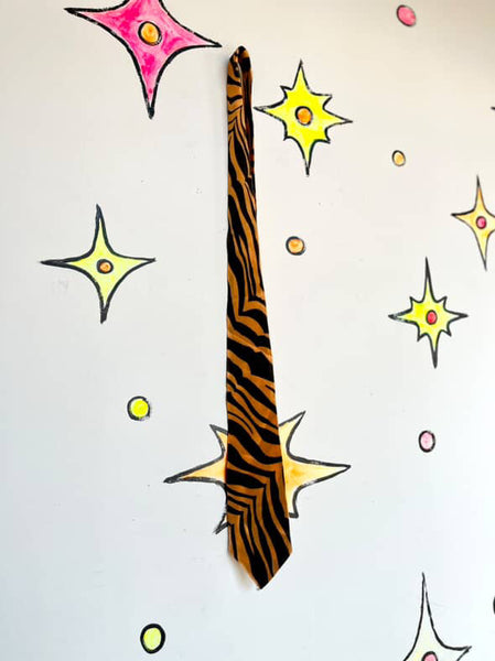 Vintage 80s/90s Tiger Stripe Men’s Neck Tie – Punk Grunge Animal Print