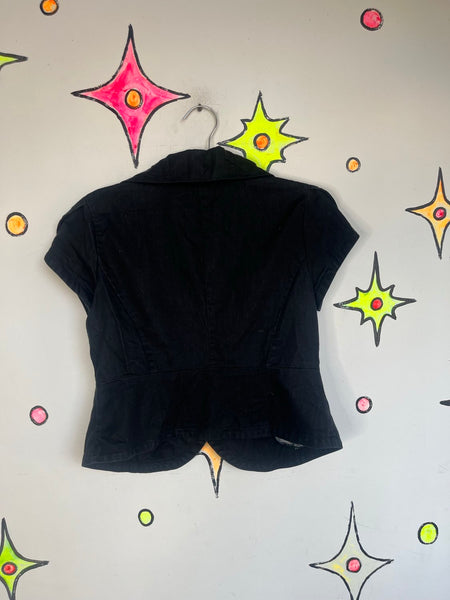 Y2K Black Mini Blazer Office Siren Dark Academia Glam Indie Sleaze Mall Goth M