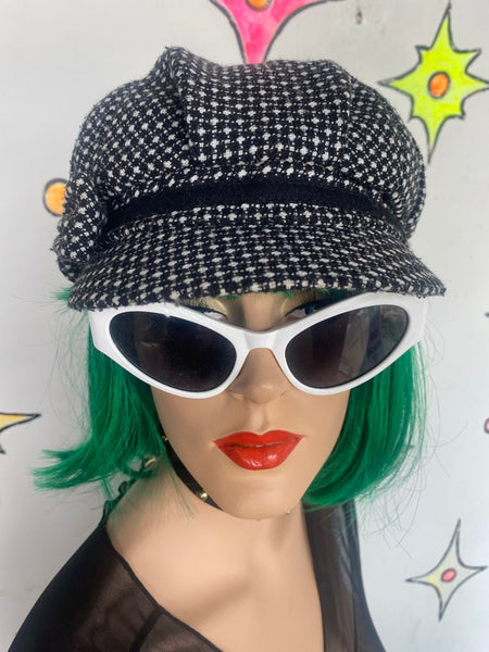 Houndstooth Mod Cap with Bow Kate Landry Dark Academy Retro Chic