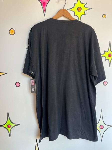 Vintage 1980s | Black Embellished Punk Goth Bedazzled T Shirt | Free Size