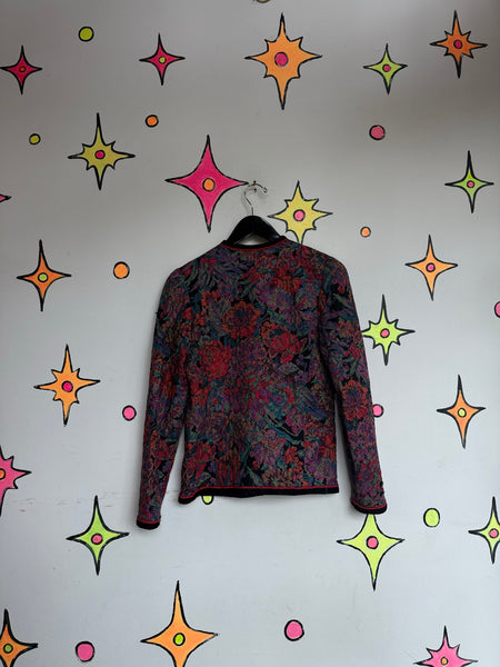 Jewel Tone Brocade Floral Tapestry Blazer 80s 90s Steampunk Fairy Grunge SM