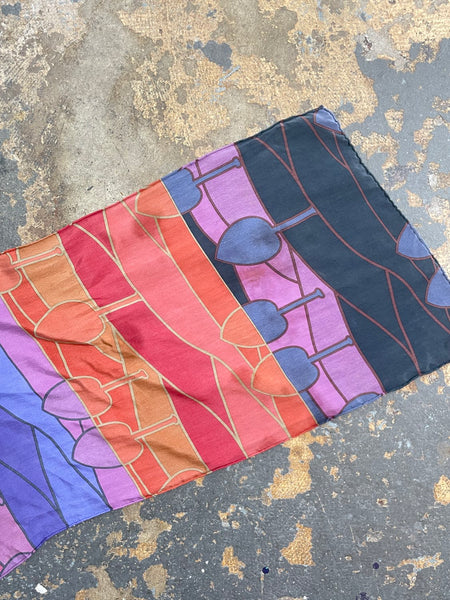 Purple & Red Silk Long Scarf | Fairy Grunge Western Gypsy 56" x 14"