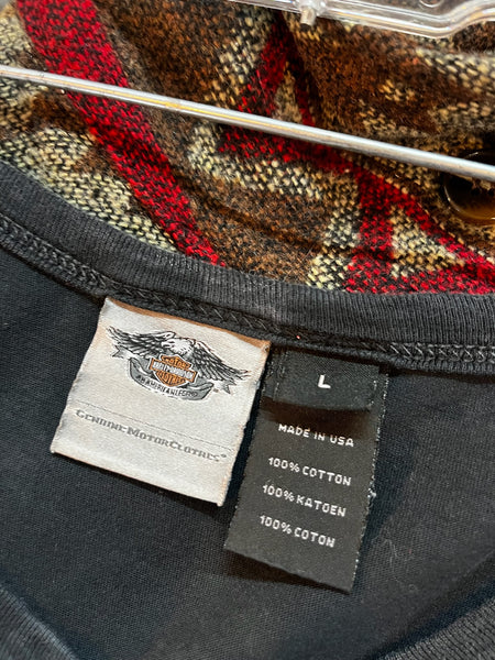 Y2K Harley-Davidson Black Fringe Tank Top – Western Biker Grunge Babe - L