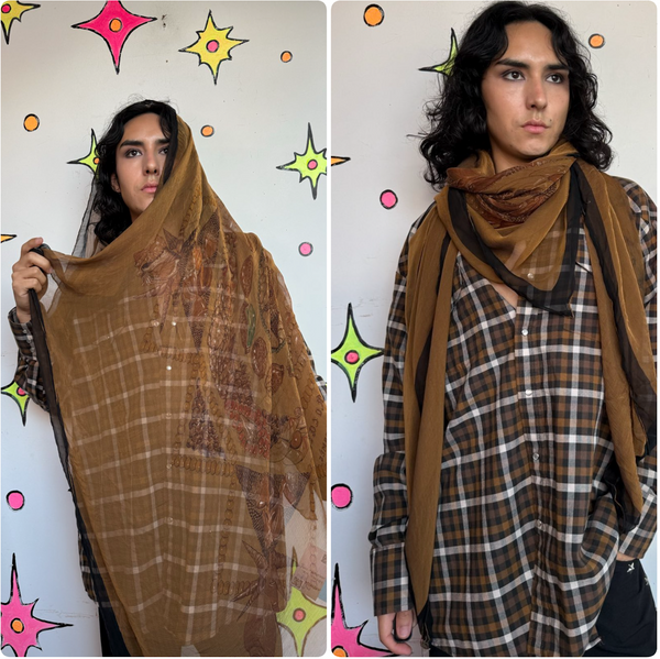 Silk Seashell Scarf Oversized 53x53 Sheer Wrap Coastal Old Money Boho