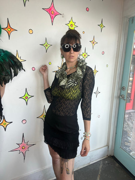 Y2K Green Animal Print Scrunch Scarf Indie Sleaze McBling Fairy Grunge