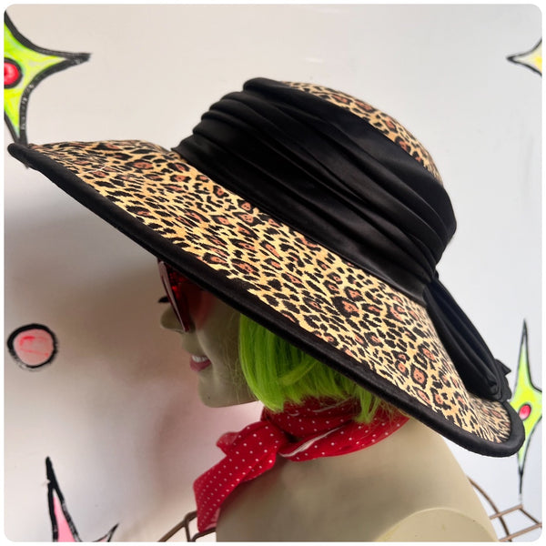 Vintage 50s | Halo Saucer Tilt Hat Delia Deetz Goth Beetlejuice | Leopard Print