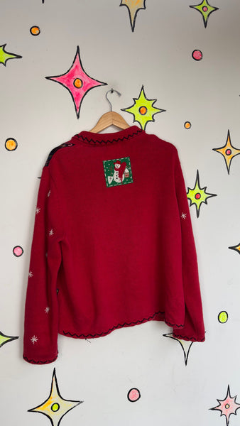 Vintage 80s 90s Ugly Christmas Cardigan Winter Tacky Holiday Sweater - Large