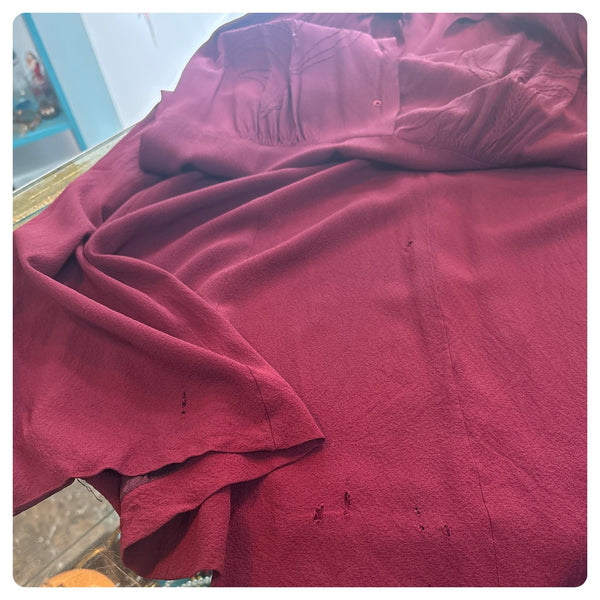 Burgundy 40s Vintage Dress by Paul Sargent - True Vintage Elegance - Historical