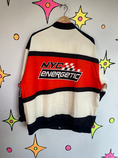Y2K Retro Racing Bomber Jacket Japanese Streetwear Moto Gorpcore Oversized L/XL
