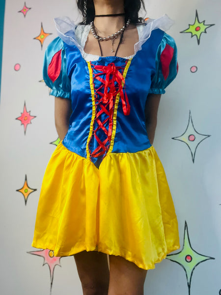 Women’s Fairytale Princess Snow White Costume Mini Dress – Babydoll Style (L)
