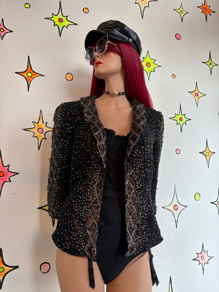Adrianna Papell Evening Essentials Beaded Silk Blazer Maximalist Formal XL+