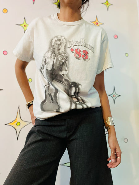Vintage 1983 Dolly Parton Concert Tee White Western Band T Shirt S