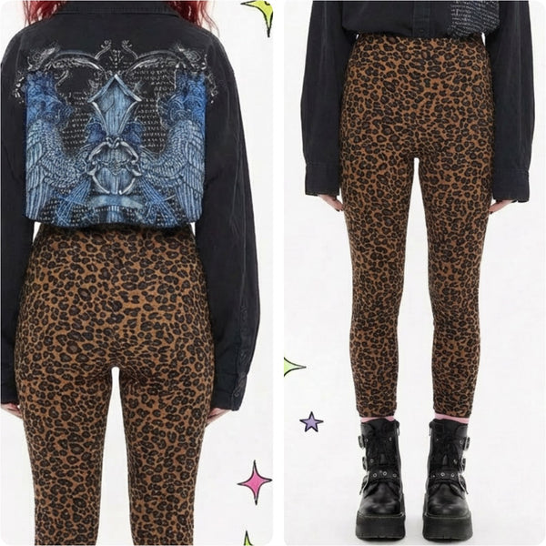 Vintage 90s does 50s Retro Leopard Capri Pants Rockabilly Pin-Up Glam Stretch 12