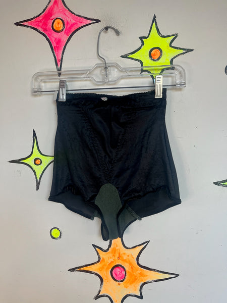 Vintage 70s 80s Witchy Romantic Goth Black Nylon Hot Pants Pin Up Lingerie - M
