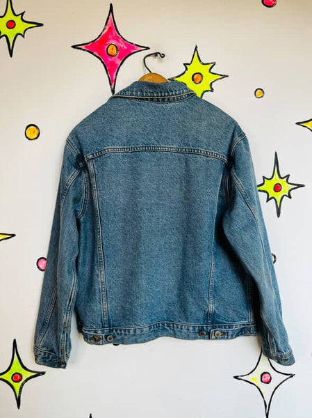 Vintage 90s Light Wash Blue Denim Jacket – Grunge Boho Soft Worn-In Style – M