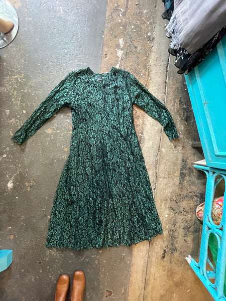 Vintage 90s Green Gauzy Lace Goth Dress Whimsy Goth Witchy Boho L