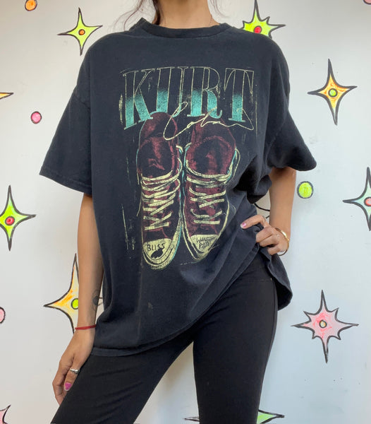 Vintage 90s Nirvana Kurt Cobain Grunge Band Tee | Y2K Black Concert T Shirt | XL