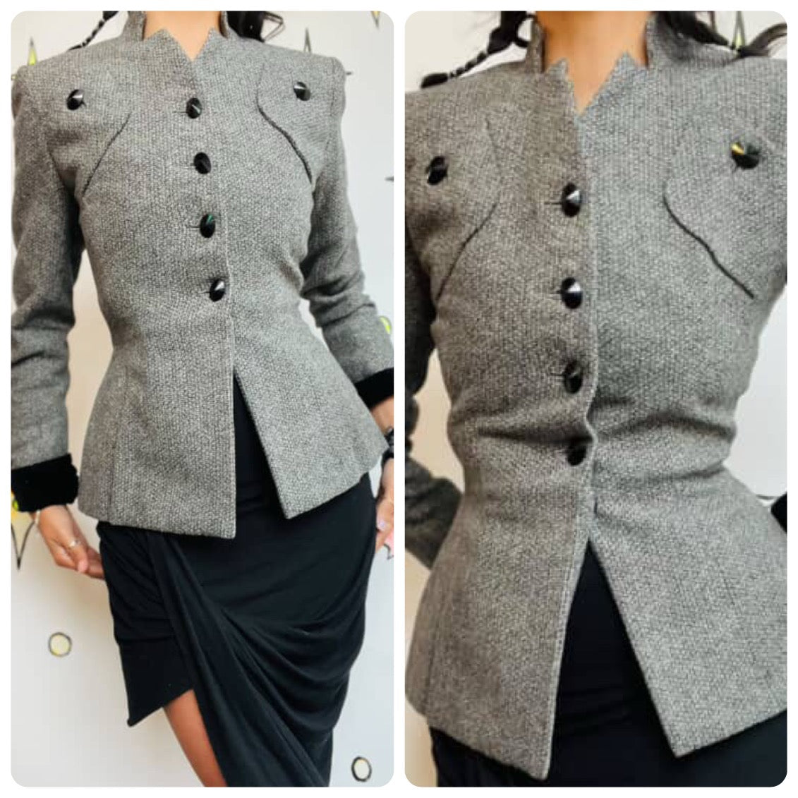Vintage 1940s 50s Gray Wool Jacket - True Vintage Old Hollywood Elegance - Small