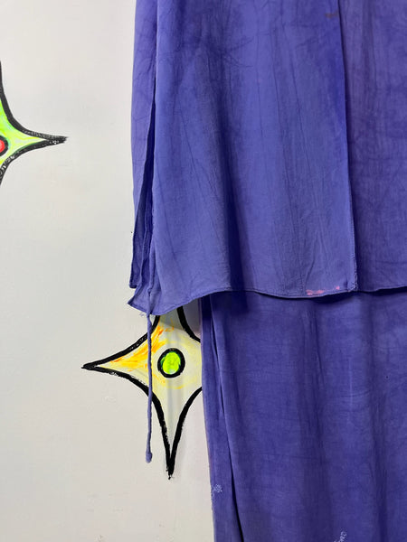 Vintage 90s Lilac Witchy Boho Maxi Dress - Fairy Grunge Revival - Side Slit - 12