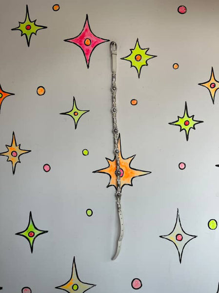 Vintage White Leather Boho Grunge Western Cocho Belt ML