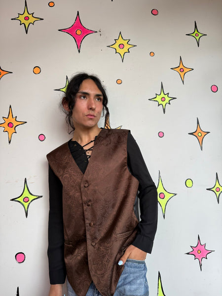 Romantic Steampunk Brown Paisley Suit Vest Dark Academia Dandy L