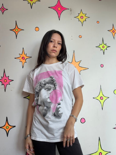 David Pop Art Graphic T-Shirt | Modern Art Museum Aesthetic Streetwear Tee M