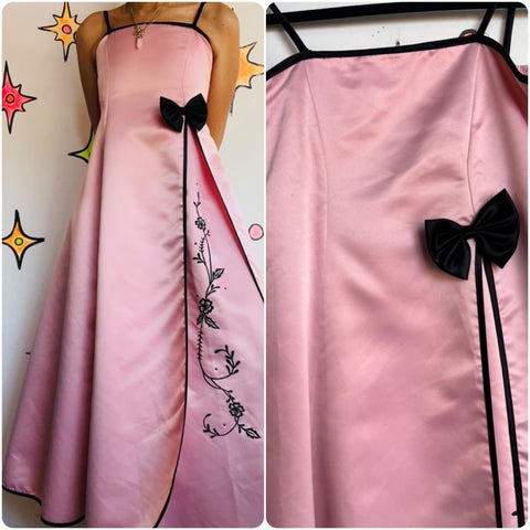 Vintage 90s Y2K | Pastel Pink Formal Fairy Lace Up Prom Party Dress | Juniors 12