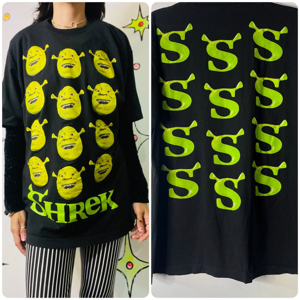 Y2K Shrek Official DreamWorks Black Graphic T-Shirt | Memecore Grunge Tee | XL