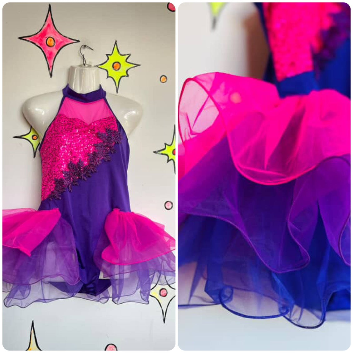 Vintage 90s Dance Clown Circus Costume – Pink Showgirl Burlesque Leotard – Small