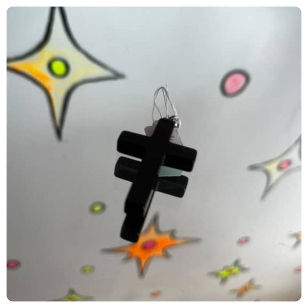 Vintage Black Cross Pendant - Gothic Acrylic Minimalist Charm