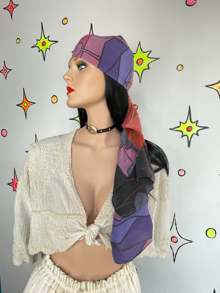 Purple & Red Silk Long Scarf | Fairy Grunge Western Gypsy 56" x 14"