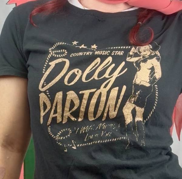 Vintage Dolly Parton Baby Tee | Black Gold Country Queen Graphic T-Shirt SM