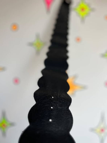 Vintage Saint Laurent Black Suede Scalloped Waist Belt – Made in France – Size 4