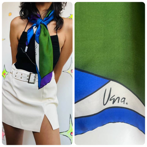 Vintage Vera Wearable Art 100% Silk Scarf | Colorful Retro Long Accessory