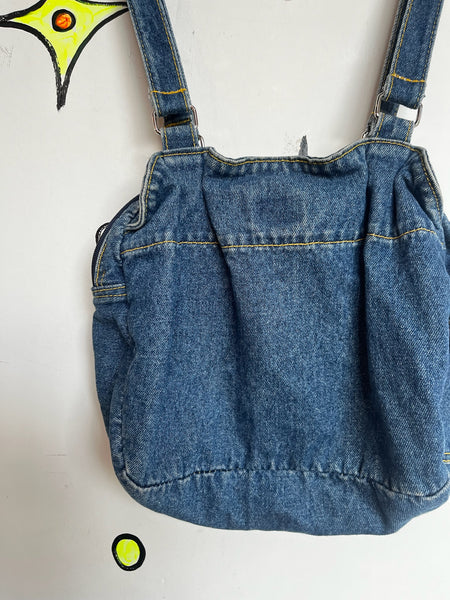 Vintage 80s Blue Denim Multi-Pocket Crossbody Bag – Fairy Grunge Boho Purse