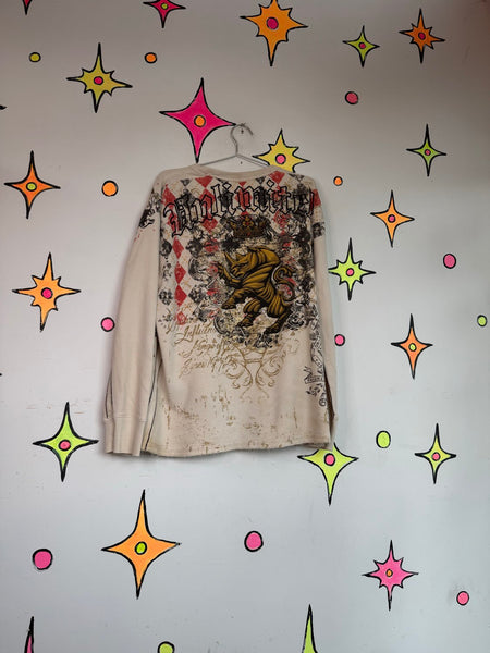 Y2K Grunge Tattoo Print Tee - Fairy Grunge Goth Distressed Vintage T Shirt - S