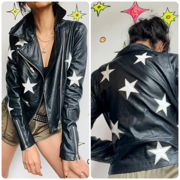 Y2K | Vegan Black Faux Leather Jacket Indie Sleaze Fairy Grunge Glam Rock | M