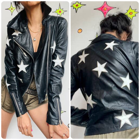 Y2K | Vegan Black Faux Leather Jacket Indie Sleaze Fairy Grunge Glam Rock | M