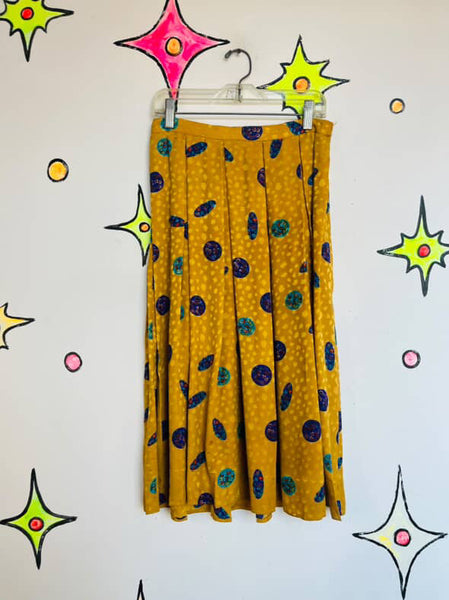 Vintage 80s Rainbow Silk Wearable Art Goddess Secretary Dress Set – Small