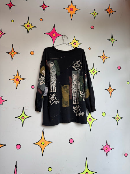 Vintage 80s Zebra Print T-Shirt | Distressed Abstract Grunge Oversized Tee XXL