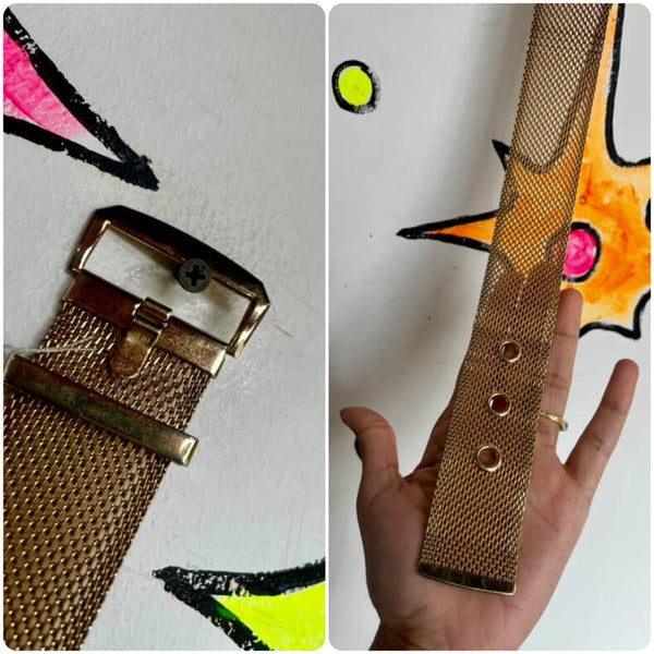 Vintage 1970s | Mesh Chain Mail Medieval Gold Tone Metal Belt 24" | XS