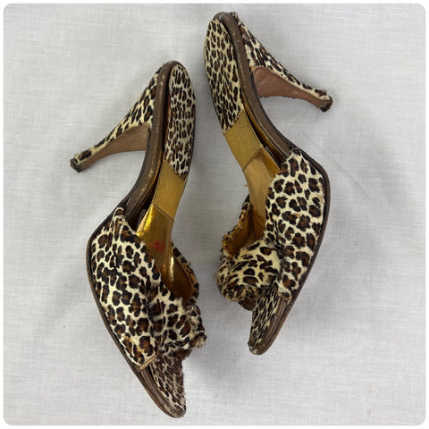 50s Leopard Springolators Frederick's of Hollywood - Pinup Bombshell Mules - 6.5