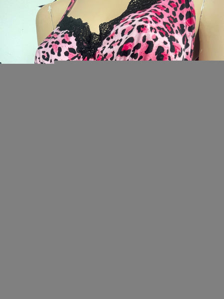 Y2K Pink Leopard Slip Dress Animal Print McBling Indie Sleaze Grunge M