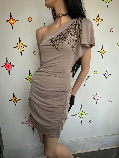 Asymmetrical Beaded Boho Dress Indie Sleaze Fairy Grunge Western Vintage - S