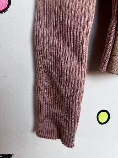 Y2K Pink Leather Jacket | Moto Rib Knit Hybrid Soft Grunge Fairy Ballet Core | S