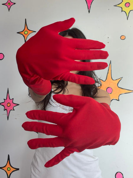 Red Costume Gloves Vamp Devil Burlesque Glam Halloween Party Gloves