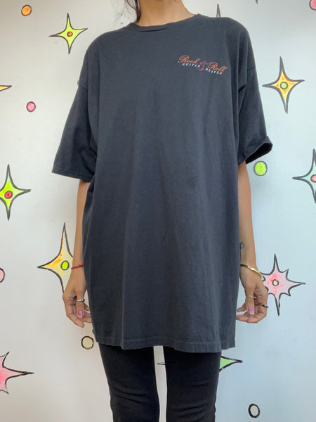 Vintage Black Rock N Roll Guitar Heaven Tee | Boho Grunge Band T Shirt | Size XL