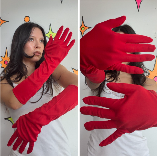 Red Costume Gloves Vamp Devil Burlesque Glam Halloween Party Gloves