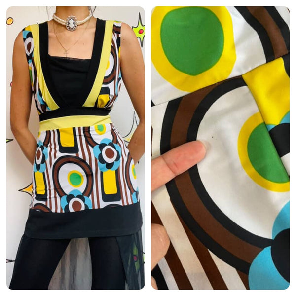 Y2K Does 60s Groovy Mod Mini Dress or Top - MKM Designs - Small
