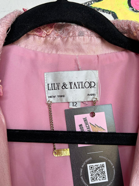 Lily Taylor Y2K Pink Silk Blazer | Barbiecore Dollcore 80s Girly McBling Glam L